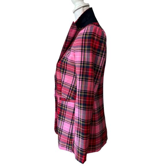 RARE J. Crew Parke Blazer Jacket Pink Tartan Stewart Plaid Check Holiday Size 0 - Picture 7 of 10